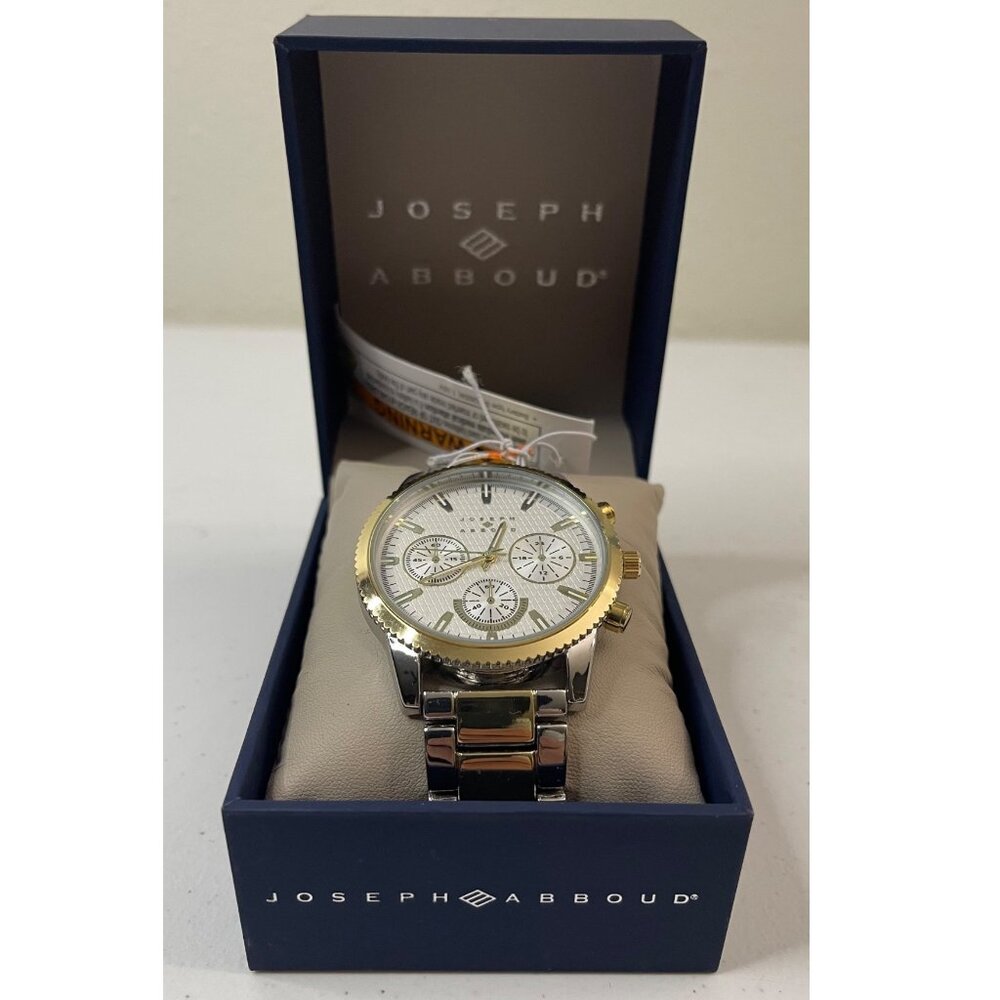 Joseph Abboud Silver/Gold-Tone White Dial Mens Watch In Original Box, New - Picture 5 of 14